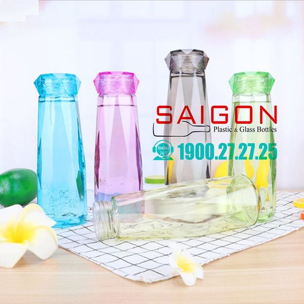 Bình Thủy Tinh Kim Cương 500ml Đựng Nước Nhiều màu