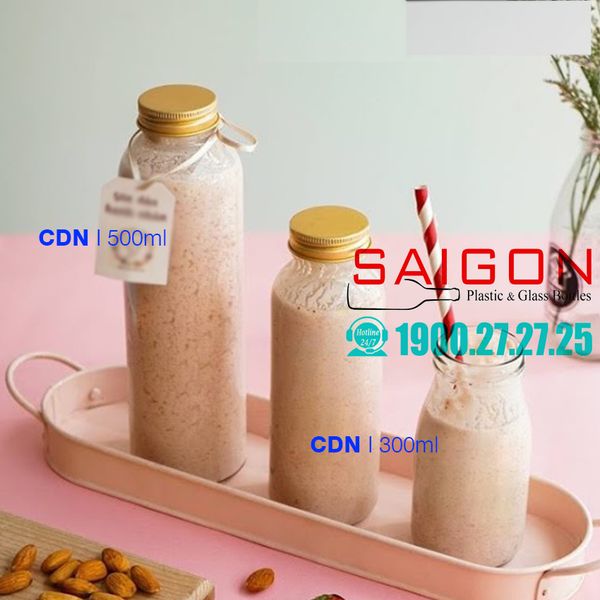 Chai Thủy Tinh Tròn Nắp Nhôm 300ml , 500ml | Tùy Chọn Dung Tích