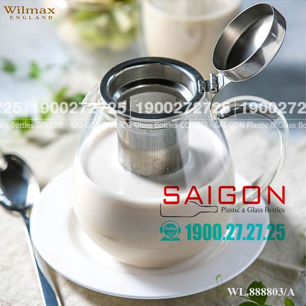 Wilmax England 888803/A - Bình Trà Thủy Tinh Wilmax Thermo Tea Pot 1300ml | Thủy Tinh Chịu Nhiệt Cao Cấp