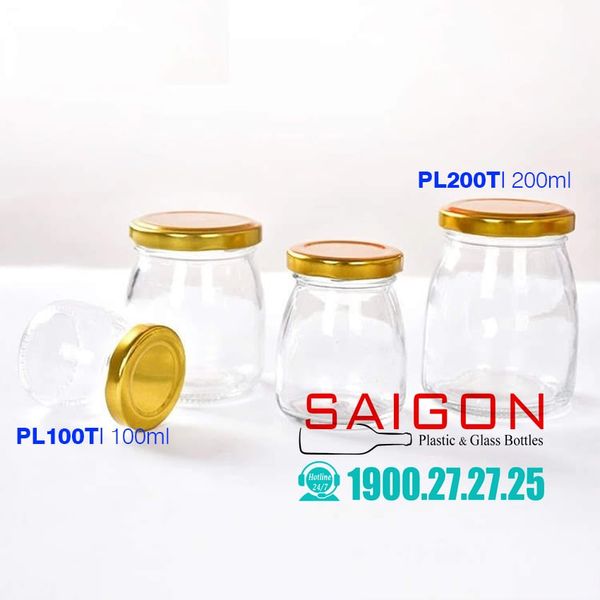 Hũ Thủy Tinh Lùn Nắp Thiết 200ml | 100ml