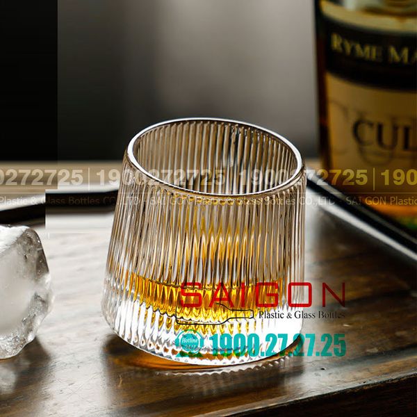 Deli KB148B - Ly Thủy Tinh Deli Whisky Rock 170ml | Sọc , Thủy Tinh Cao Cấp