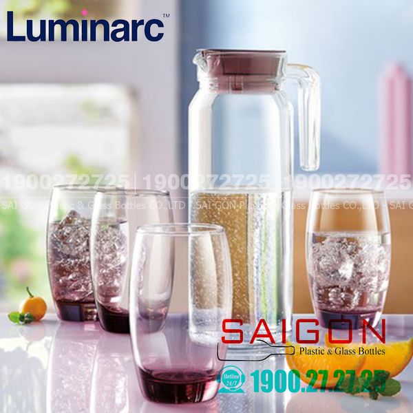 Luminarc J5828 - Bộ Bình Thủy Tinh Luminarc Rotterdam Ice Pink (5 món) | Thủy Tinh Cao Cấp