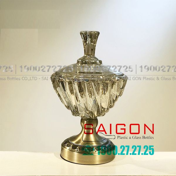ELEGANT NC-3917 - Dĩa Thủy Tinh Tiệp Chân Đồng Sọc Xoáy Elegant Đường Kính 16.5cm | Thủy Tinh Màu Cao Cấp