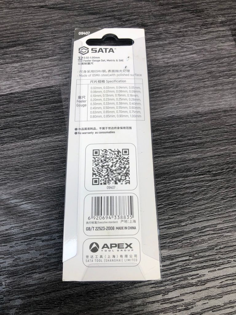 0.02-1.00mm Dưỡng đo độ dày 32 lá Sata 09407