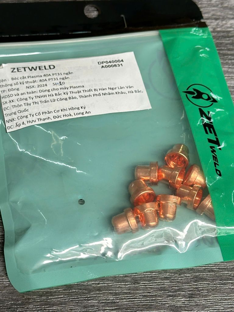 Béc (bép) cắt Plasma PT31 ZETweld 40A ngắn