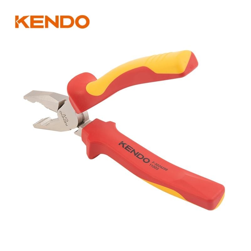 Kìm cách điện 1000V VDE bằng thép Cr-V kích thước 200mm Kendo - 11003