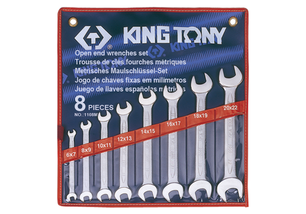 6-22mm bộ hai đầu miệng 8 cái hệ mét Kingtony 1108MR