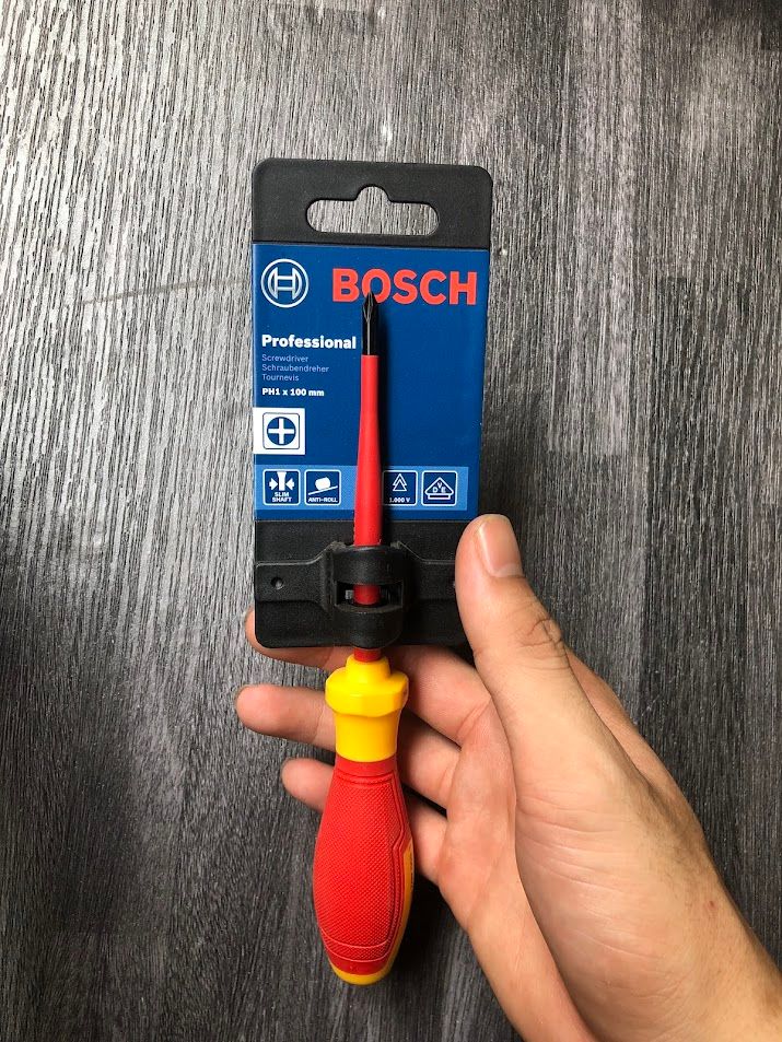 Tua vít cách điện VDE đầu chữ thập PH1 Bosch 1600A02NB8
