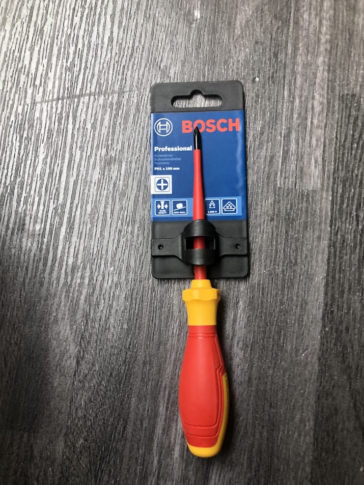 Tua vít cách điện VDE đầu chữ thập PH1 Bosch 1600A02NB8