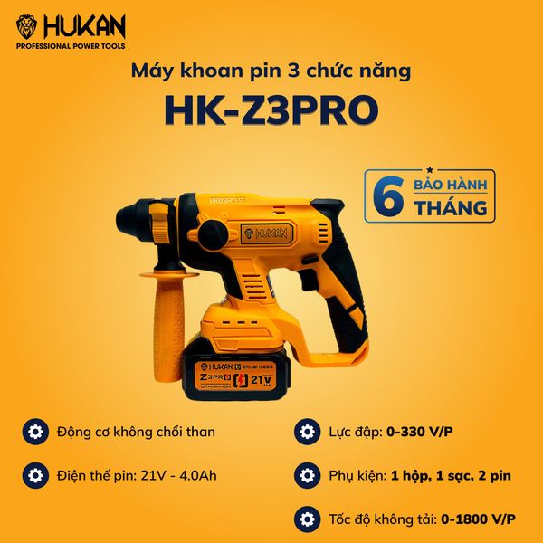 Máy khoan Pin 3 chức năng Hukan Z3PRO