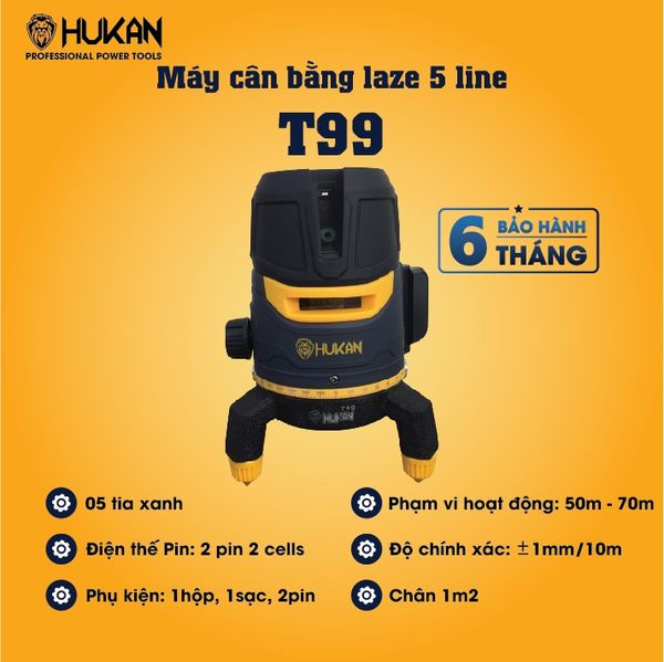 Máy cân bằng laser 5 line Hukan T99