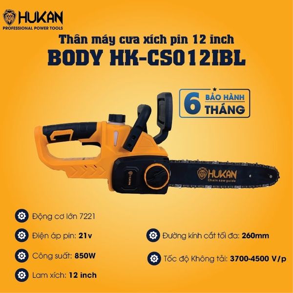 Máy cưa xích pin 12 inch Hukan BODY
HK-CS012iBL