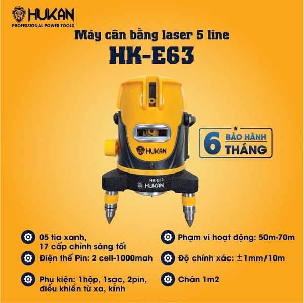 Máy cân bằng laser 5 line Hukan HK-E63