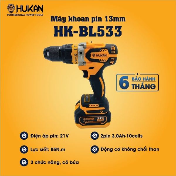 Máy khoan PIN - 13mm Hukan HK-533BL