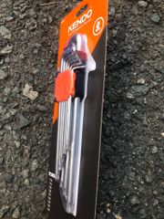 Bộ lục giác đầu hoa thị chữ L loại dài bằng thép Cr-V (1 bộ = 9 cái) Kendo - 20743