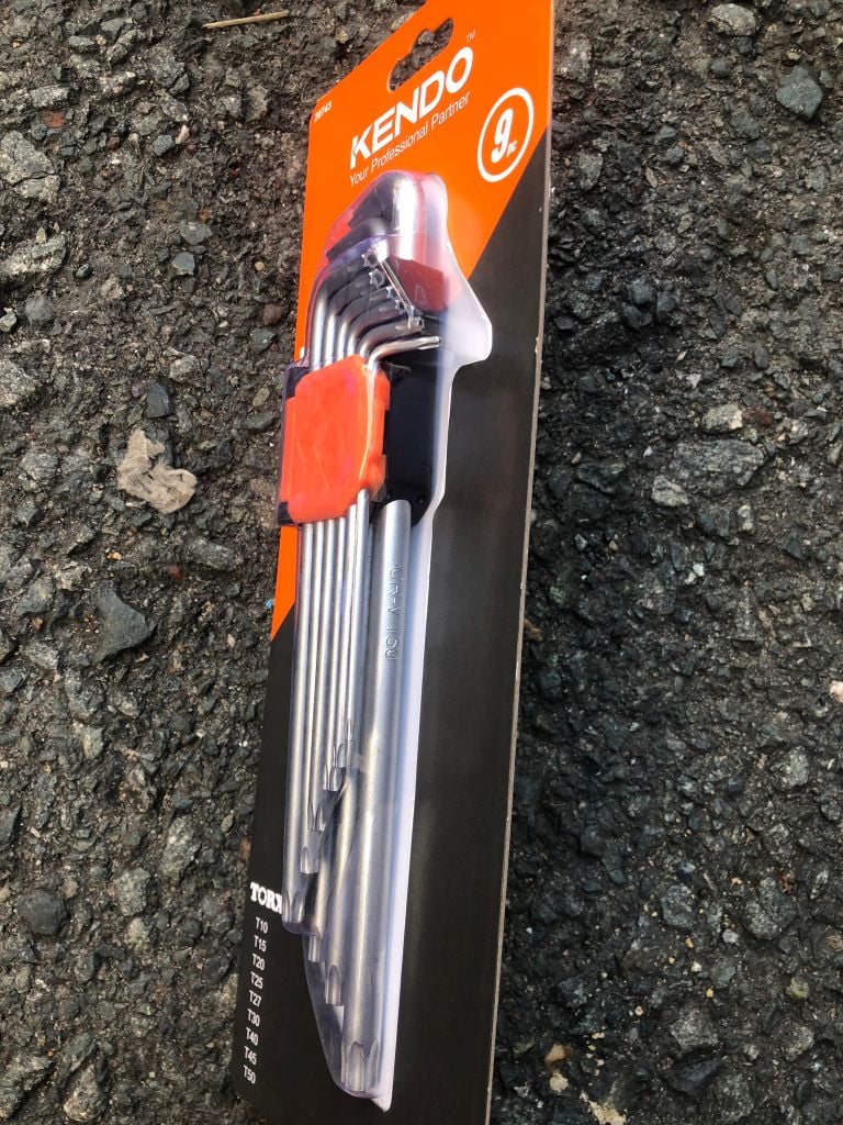 Bộ lục giác đầu hoa thị chữ L loại dài bằng thép Cr-V (1 bộ = 9 cái) Kendo - 20743