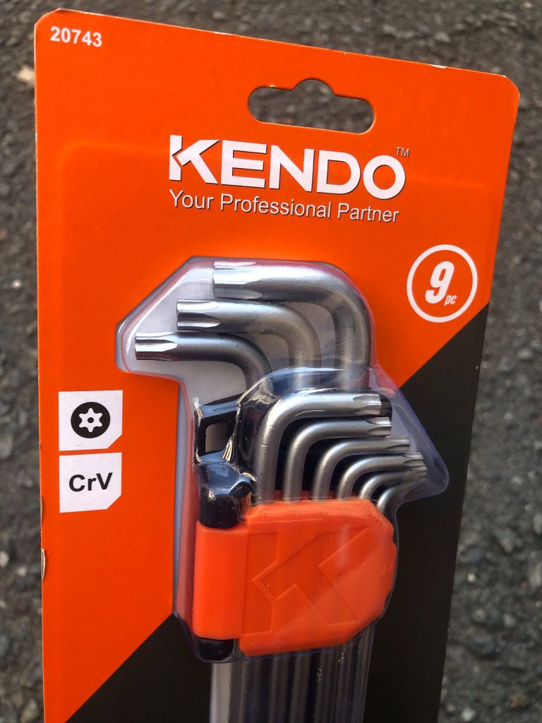 Bộ lục giác đầu hoa thị chữ L loại dài bằng thép Cr-V (1 bộ = 9 cái) Kendo - 20743