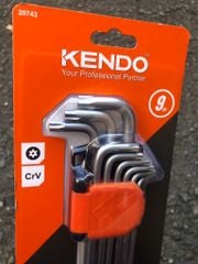 Bộ lục giác đầu hoa thị chữ L loại dài bằng thép Cr-V (1 bộ = 9 cái) Kendo - 20743