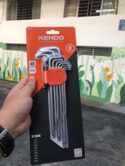 Bộ lục giác đầu hoa thị chữ L loại dài bằng thép Cr-V (1 bộ = 9 cái) Kendo - 20743