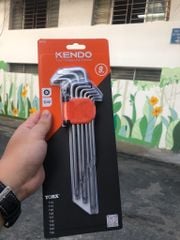 Bộ lục giác đầu hoa thị chữ L loại dài bằng thép Cr-V (1 bộ = 9 cái) Kendo - 20743