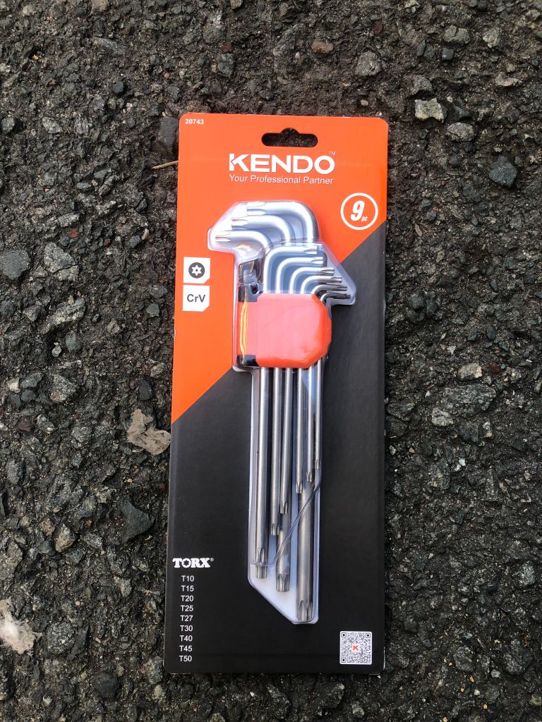 Bộ lục giác đầu hoa thị chữ L loại dài bằng thép Cr-V (1 bộ = 9 cái) Kendo - 20743