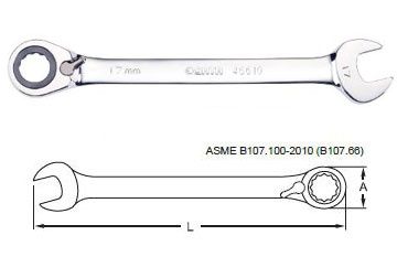 Cờ lê vòng miệng tự động đảo chiều (hệ mét) 21mm Sata 46-613 (46613)