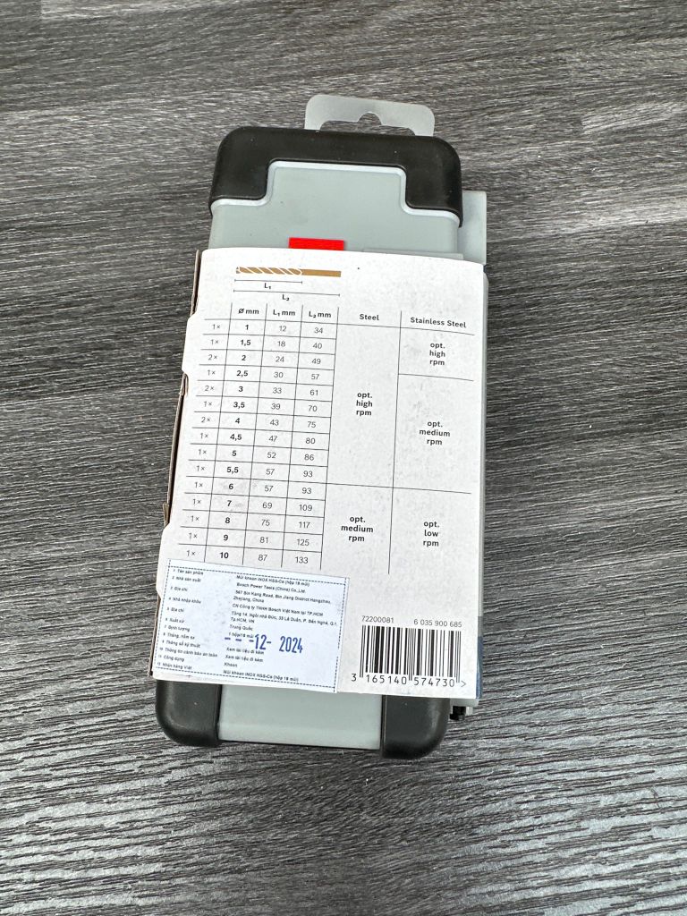 Mũi khoan INOX HSS-Co Bosch 2607017047 (hộp 18 mũi)