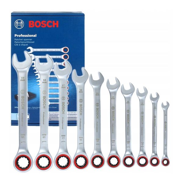 Bộ cờ lê 10 món thép trắng Bosch 1600A02AU0