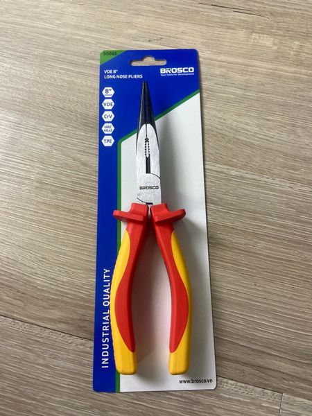Kìm nhọn cách điện 1000V VDE bằng thép Cr-V 6