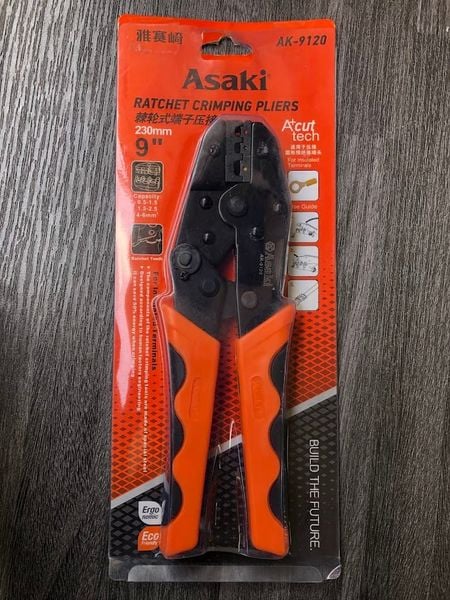 0.5 ~ 6.0mm2 Kìm bấm cosse tròn Asaki AK-9120