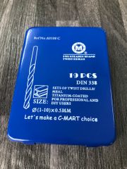 1-10mm Bộ mũi khoan sắt 19 chi tiết C-Mart A0100C