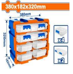 Bộ tủ gồm 2 hộp nhựa chia 13 ngăn và 4 hộp nhựa chia6 ngăn đựnglinh kiện380x182x320mm Wadfow WTB8346