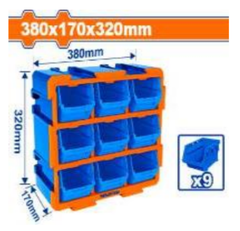 Bộ tủ gồm 9 khay nhựa đựng linh kiện (dạng hở) 380x170x320mm Wadfow WTB8330