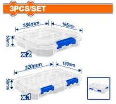 Bộ 3 Hộp nhựa trong suốt chia ngăn đựng linh kiện Wadfow WTB8343