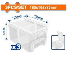 Bộ 3 Hộp nhựa trong suốt chia ngăn đựng linh kiện150x105x80mm Wadfow WTB8333
