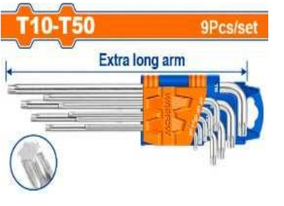 Bộ 9 chìa lục giác sao dài T10-T50 Wadfow WHK3292