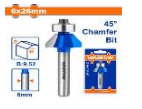 Mũi phay gỗ vát 45° 6x6x26mm Wadfow WRG3403