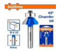 Mũi phay gỗ vát 45° 6x6x22mm Wadfow WRG3401