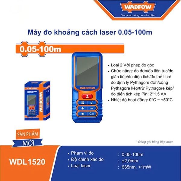 0.05-100m Máy đo khoảng cách laser Wadfow WDL1520