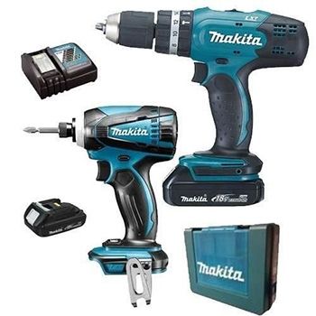 18V Bộ máy khoan, máy bắt vít dùng pin Makita DLX2022