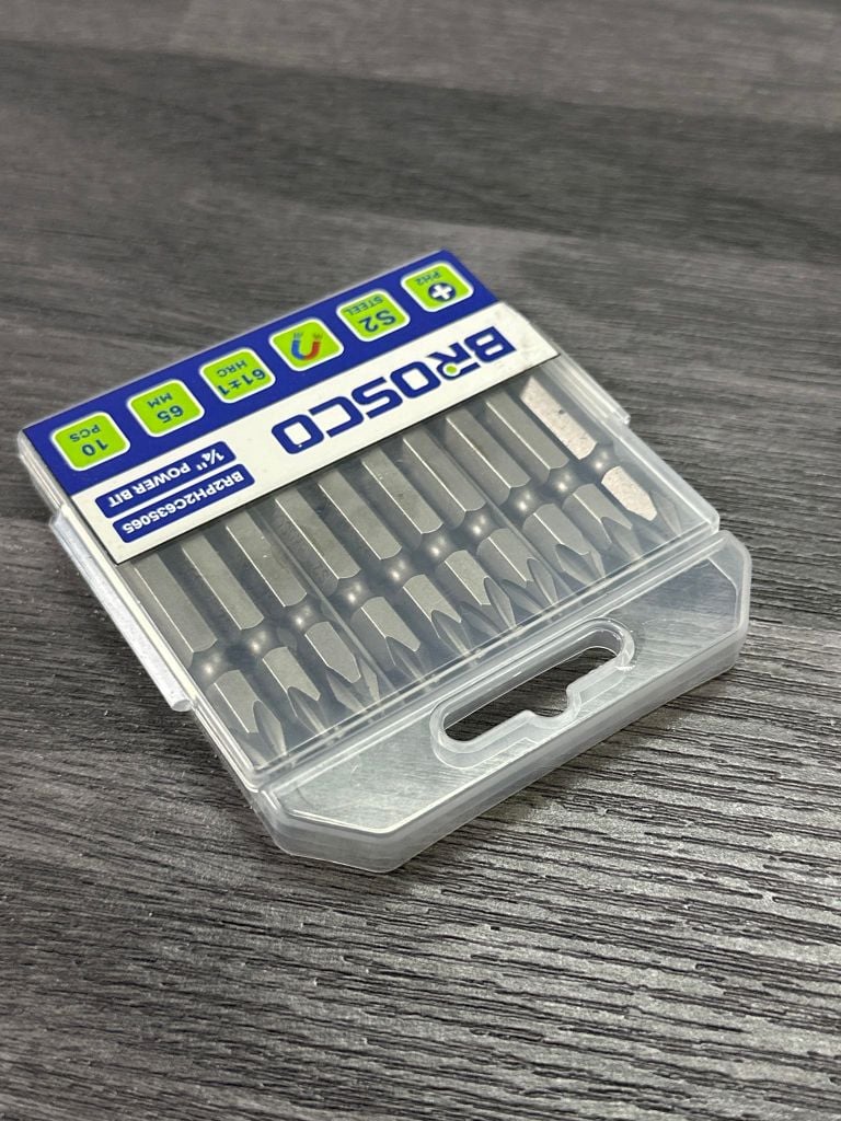 Mũi vít hai đầu SL6-PH2 x 65mm bằng thép S2 Brosco - BRPH2SL60C065
