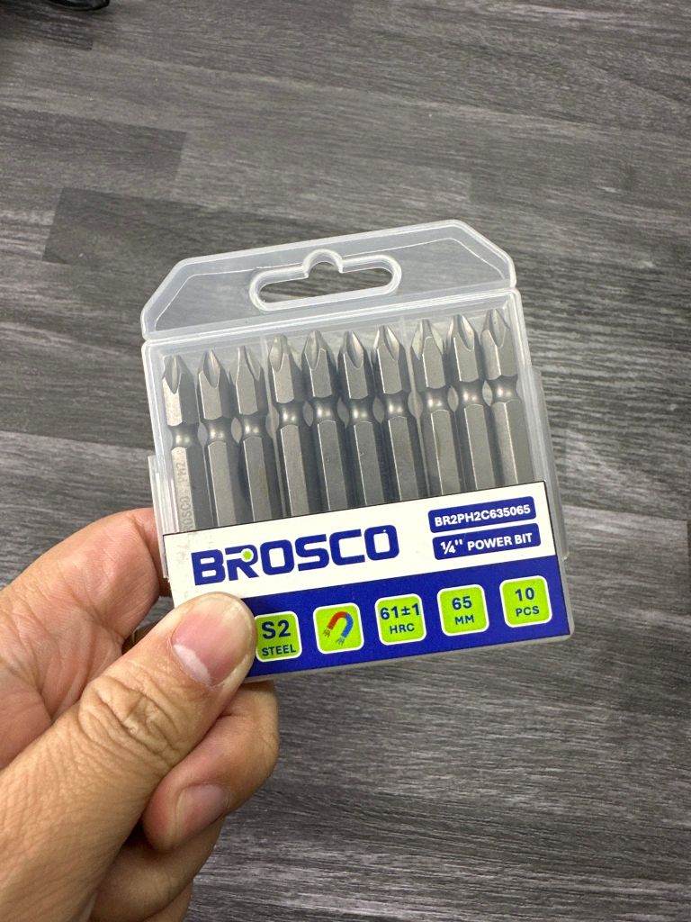 Mũi vít hai đầu SL6-PH2 x 65mm bằng thép S2 Brosco - BRPH2SL60C065