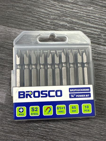 Mũi vít hai đầu SL6-PH2 x 65mm bằng thép S2 Brosco - BRPH2SL60C065