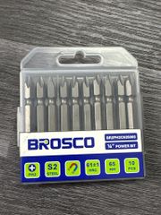 Mũi vít hai đầu SL6-PH2 x 65mm bằng thép S2 Brosco - BRPH2SL60C065