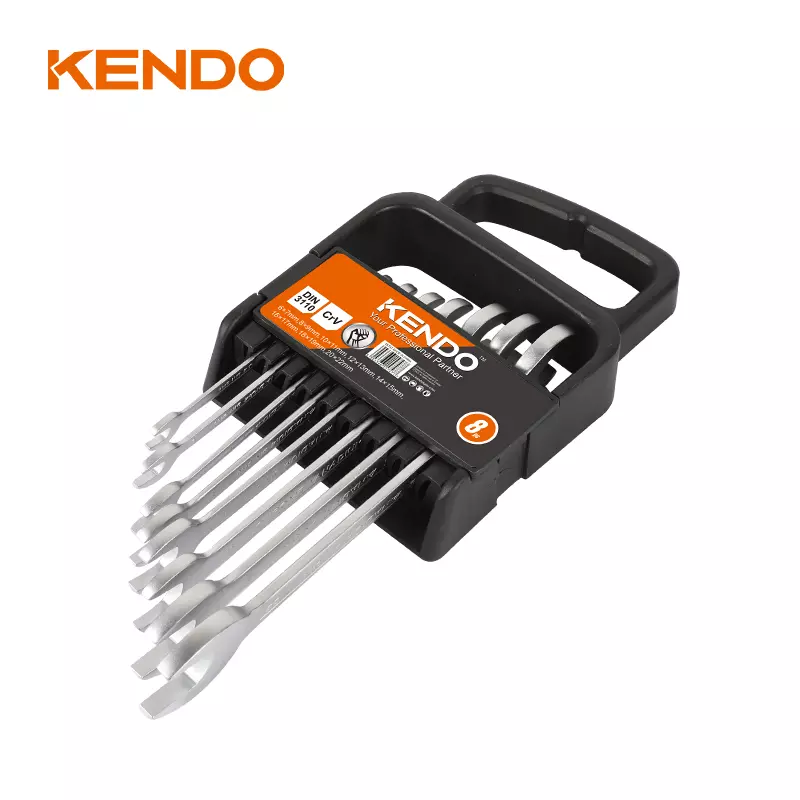 Bộ 8 cái cờ lê kết hợp 2 đầu miệng và miệng bằng thép CrV Kendo - 15747