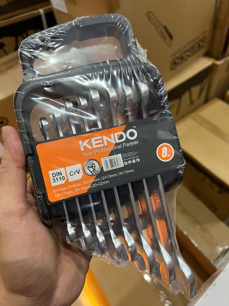 Bộ 8 cái cờ lê kết hợp 2 đầu miệng và miệng bằng thép CrV Kendo - 15747