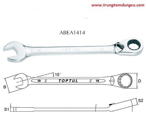 Cờ lê đầu vòng miệng TOPTUL ABEA1414