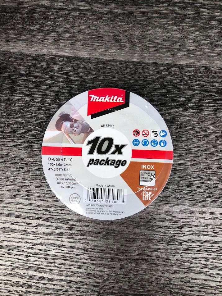 ĐÁ CẮT INOX MỎNG 100X1.2X16/WA46R(10 CÁI/BỘ) Makita D-65947-10