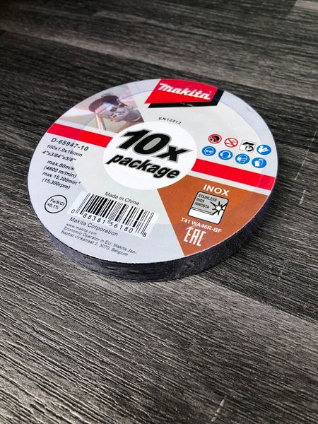 ĐÁ CẮT INOX MỎNG 100X1.2X16/WA46R(10 CÁI/BỘ) Makita D-65947-10