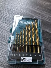 1-10mm Bộ 10 mũi khoan kim loại HSS-TiN Makita D-72849